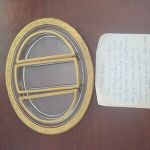 Vintage Gold Trimmed Glass 4-Piece Divided Serving Platter Tray